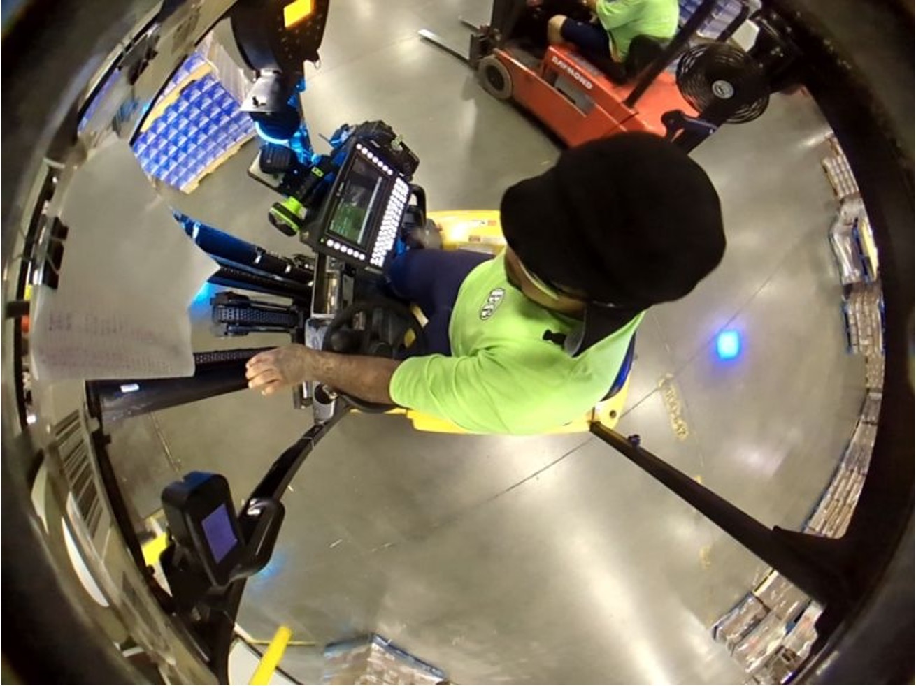 Sit down forklift overhead camera view
