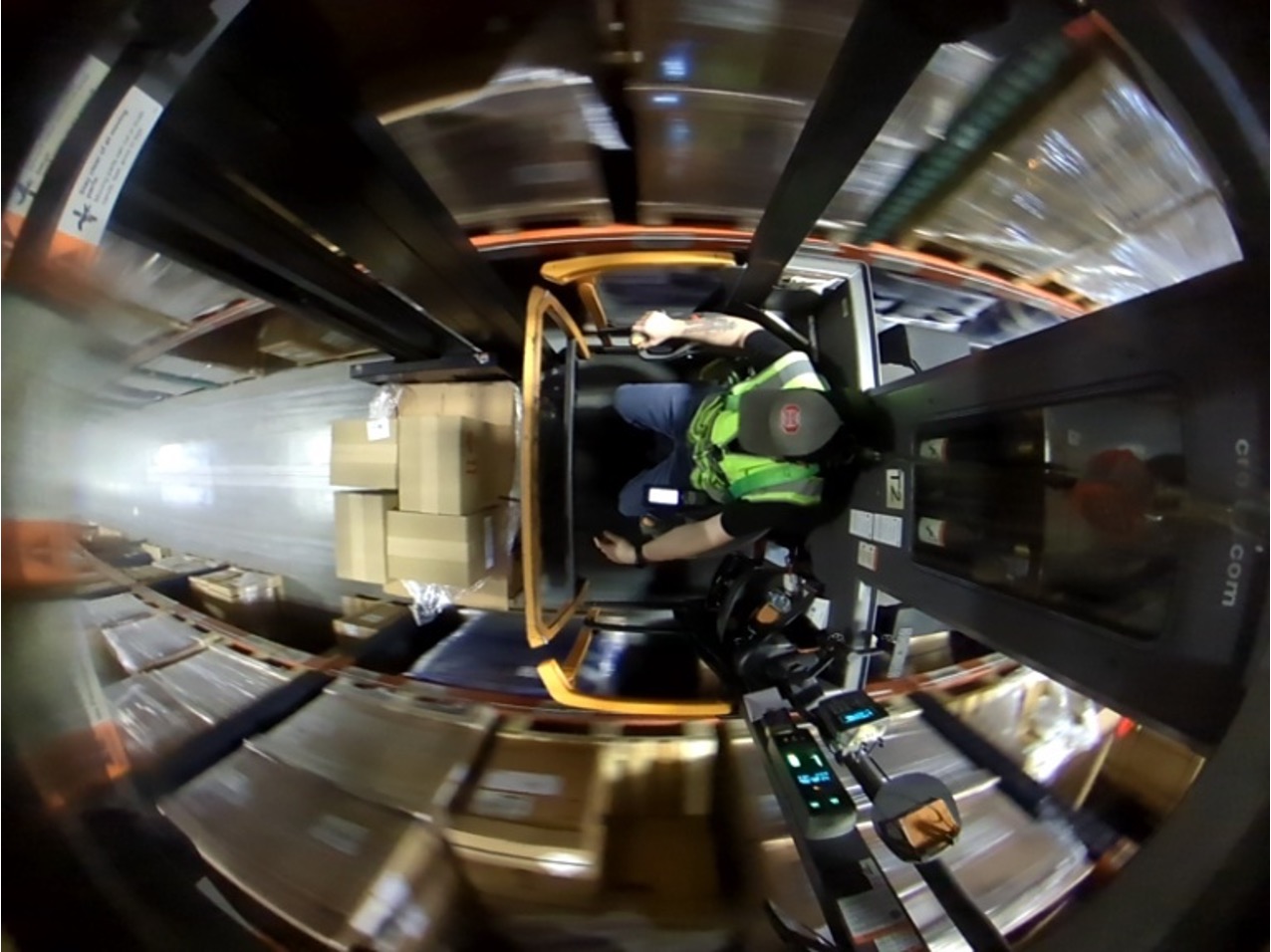 Turret truck overhead camera view